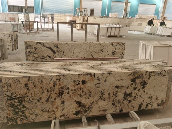 Beige marble countertop