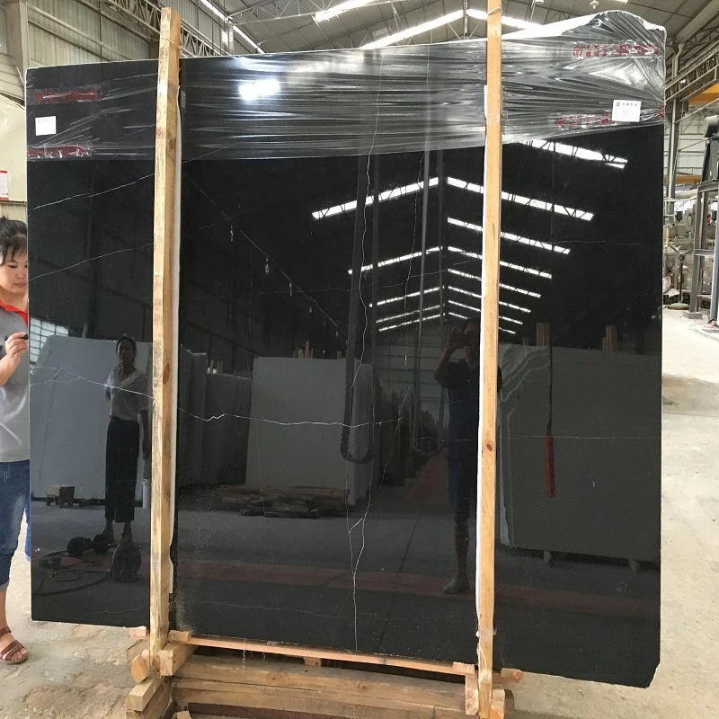 Decoration Nero Marquina Black Marble Flooring